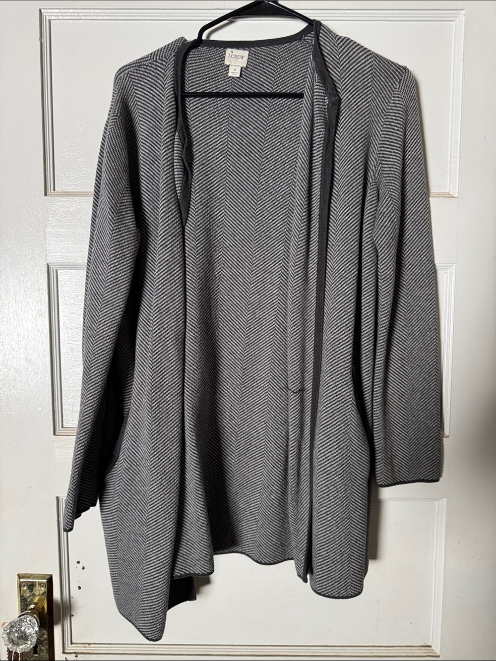 J. Crew Gray Herringbone sweater jacket